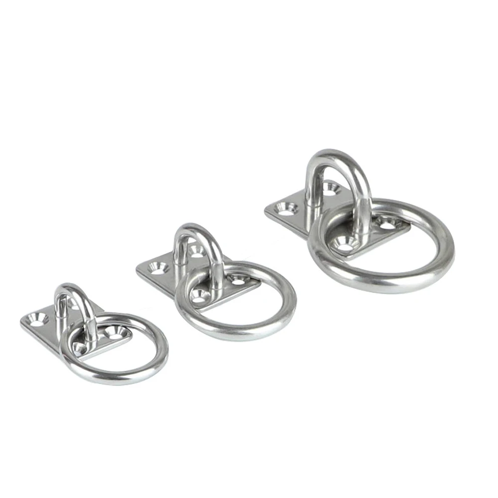 304 Stainless Steel Pad Eye Plate Staple Ring Hook Loop U-Shaped Sail Shade Hardware - For Wall Ceiling Hammock Hooks Hanger