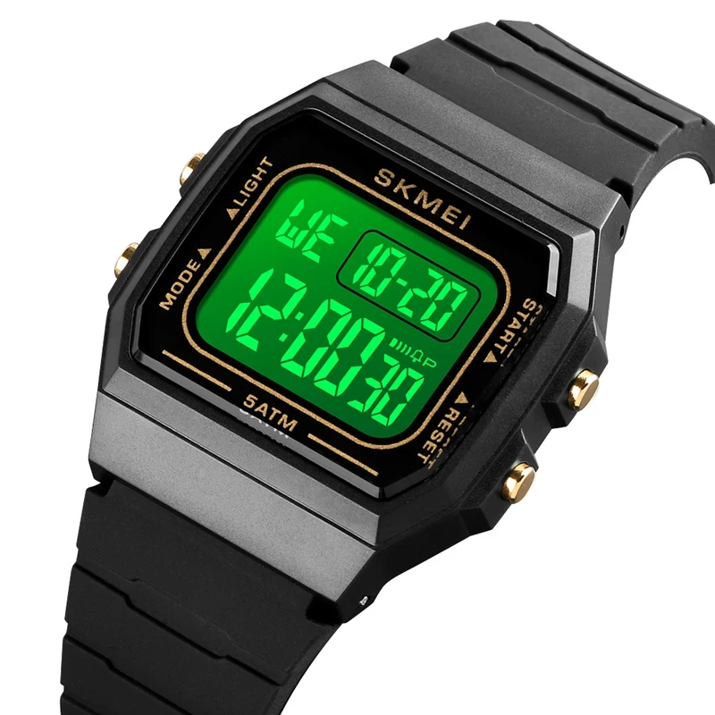 SKMEI 2 Time Back Light Waterproof Youthful Vigor Digital Sport Watches Men Date Alarm New Fashion Wristwatch reloj hombre