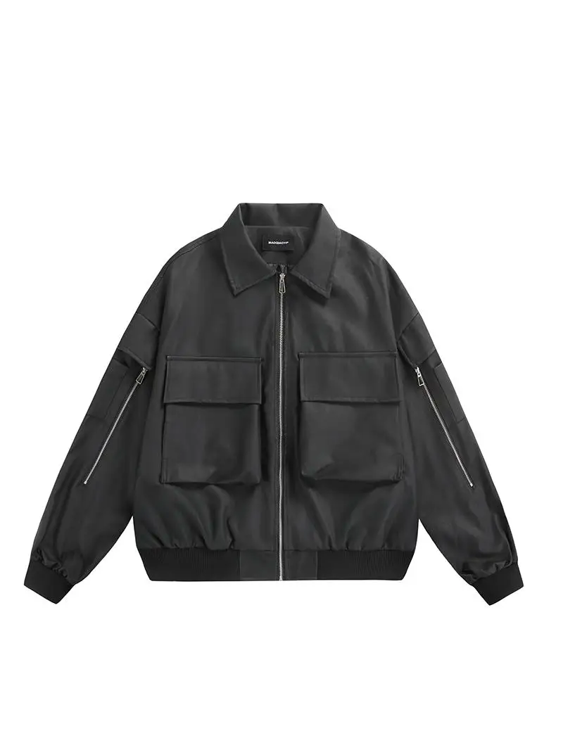 

Куртка MAO в стиле ретро-американский байкерский рабочий стиль с большими карманами для пар, уникальный дизайн, свободный крой, весна-осень