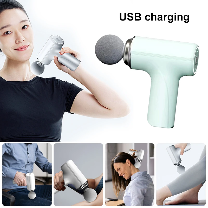 Cross-border new mini fascia gun multi-shift vibration massage gun silent mini massager gift