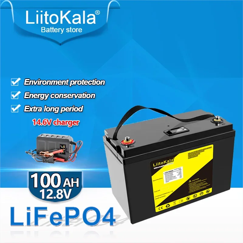 

LiitoKala 12.8V 100Ah 120Ah LifePo4 Battery Pack 12V Rechargeable Battery Pack Lithium Iron Phosphate Lifepo4 Solar Cell tools