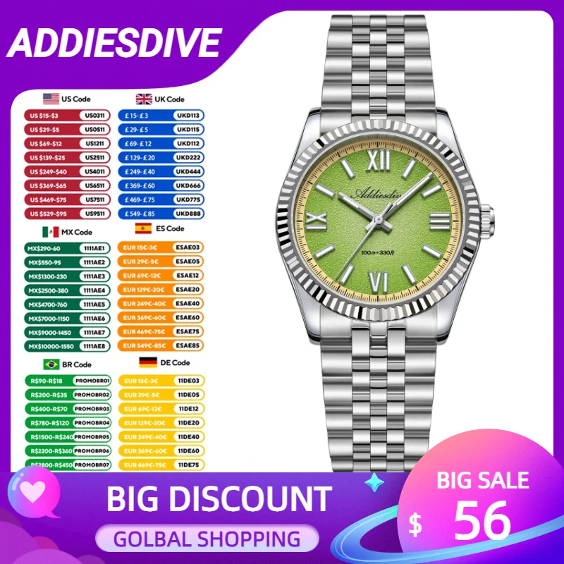 

ADDIESDIVE Fashion Mens Watches Top Brand Luxury Wristwatch VH31 Quartz Watch Waterproof Stainless Steel Male Clock Reloj Hombre