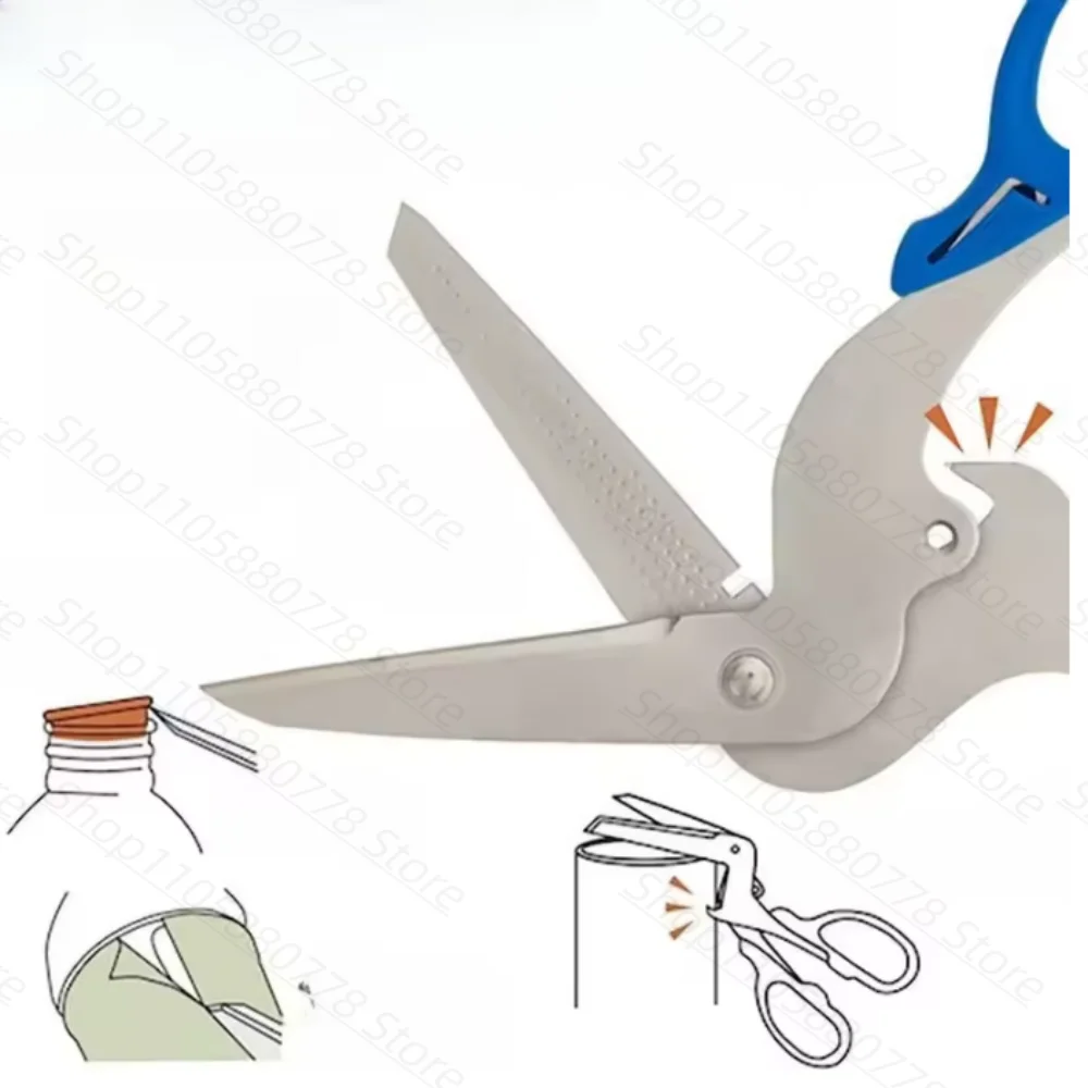 L-Shaped Multifunctional Stainless Steel Scissors, for Office & Home Use, Sharp Bent Shears, Cans & Bottle Caps Cutter