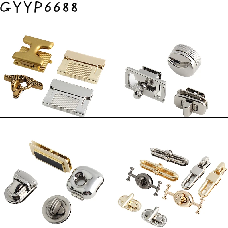 2/5/20Sets Rectangle Metal Clasp Twist Locks For DIY Leather Handbag Shoulder Bags Turn Tongue Lock Buckle Hardware Accessories