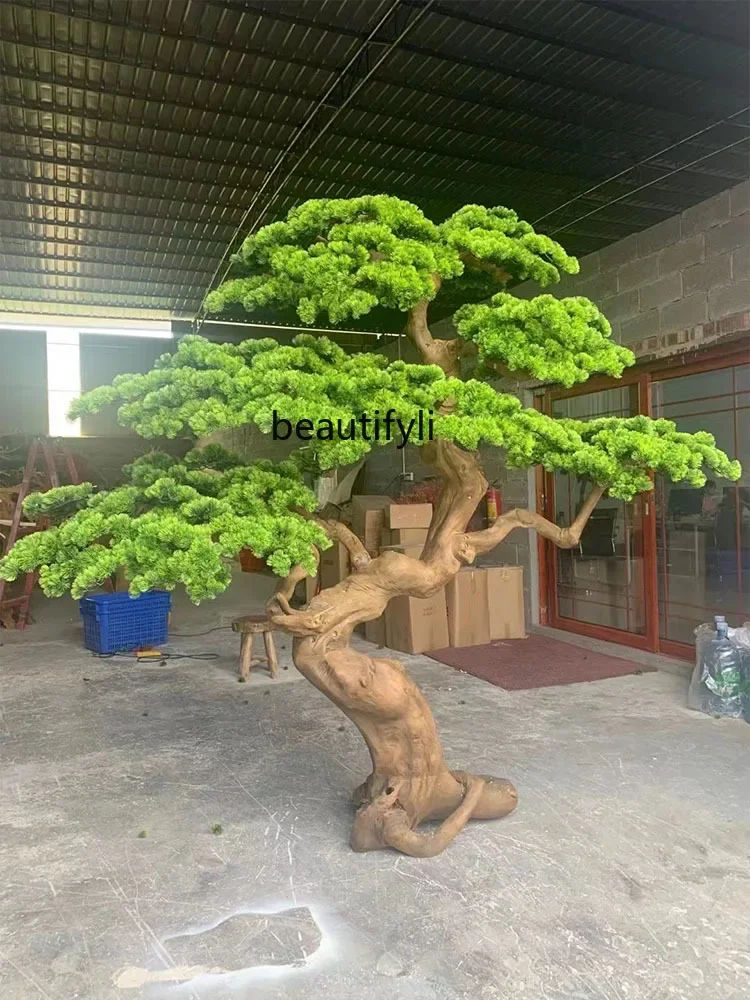 Artificial Greeting Pine Pine Tree Podocarpus Macrophyllus Large Fake Trees Green Plant Landscape Hotel Hallway Landscape