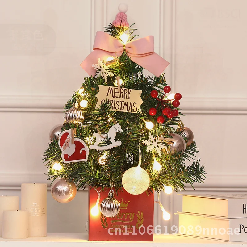 

Мини-настольная рождественская елка с подсветкой, светящиеся украшения из смолы высотой 50 см, праздничное украшение для настольных подарков