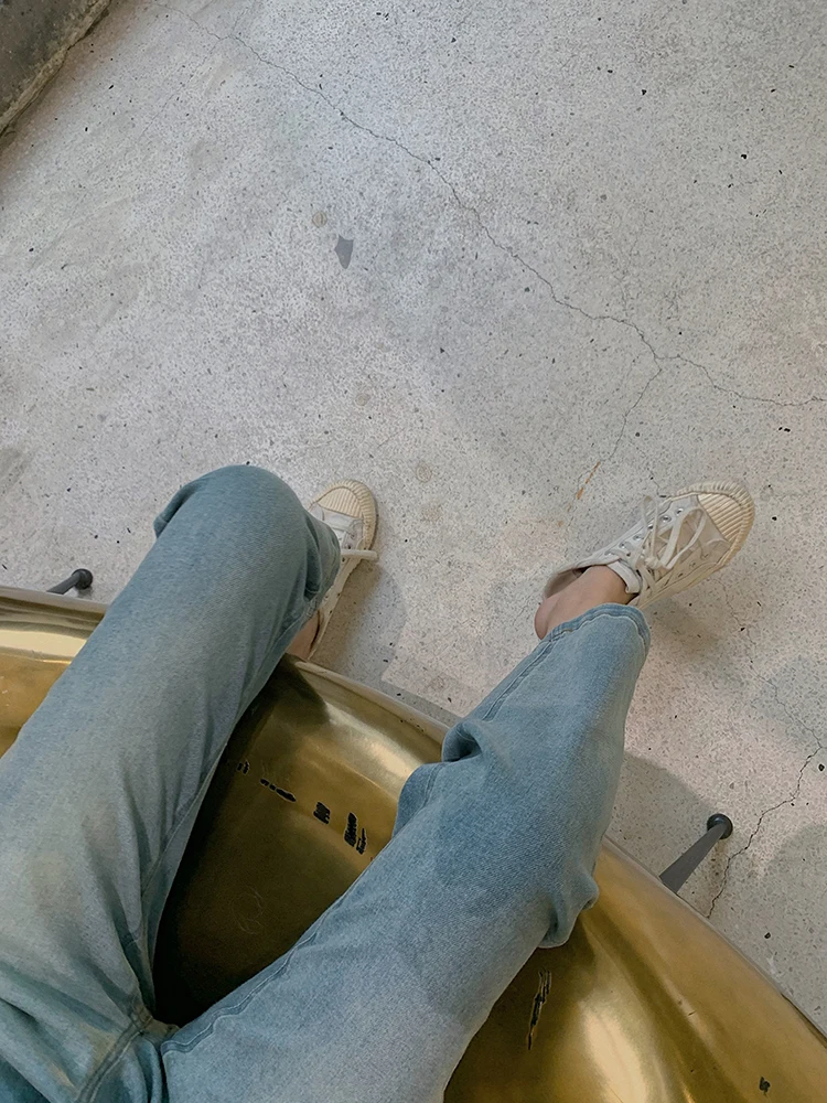 

Женские джинсы Ele с высокой талией, облегающие, повседневные, винтажного цвета, прямого кроя, весна-осень, модные, высокого качества