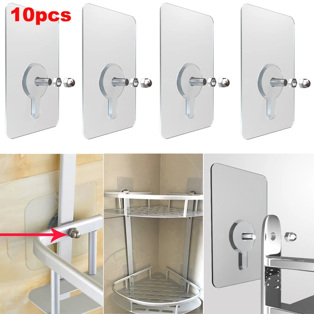 10Pcs Nail Free Wall Hooks Adhesive Wall Mount Screw Hooks No Trace Sticker Screw Hanging Hook for Bathroom Kitchen Shower Room AliExpress