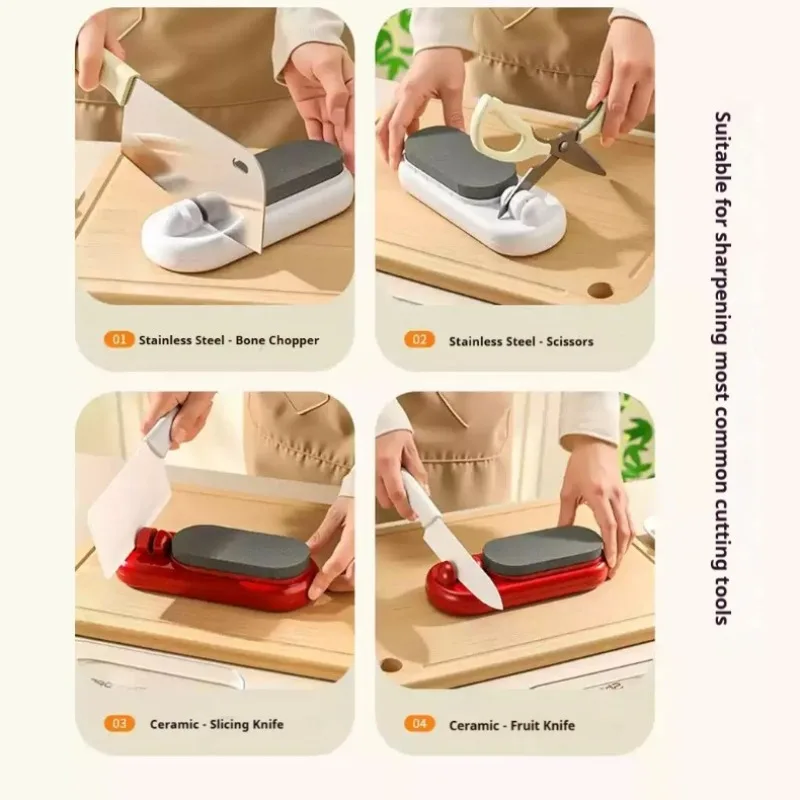 3-in-1 Professional Sharpening Stone, Quick Sharpener for Kitchen Knives & Scissors, Blade Opening Tool, Kitchen Gadget view 3