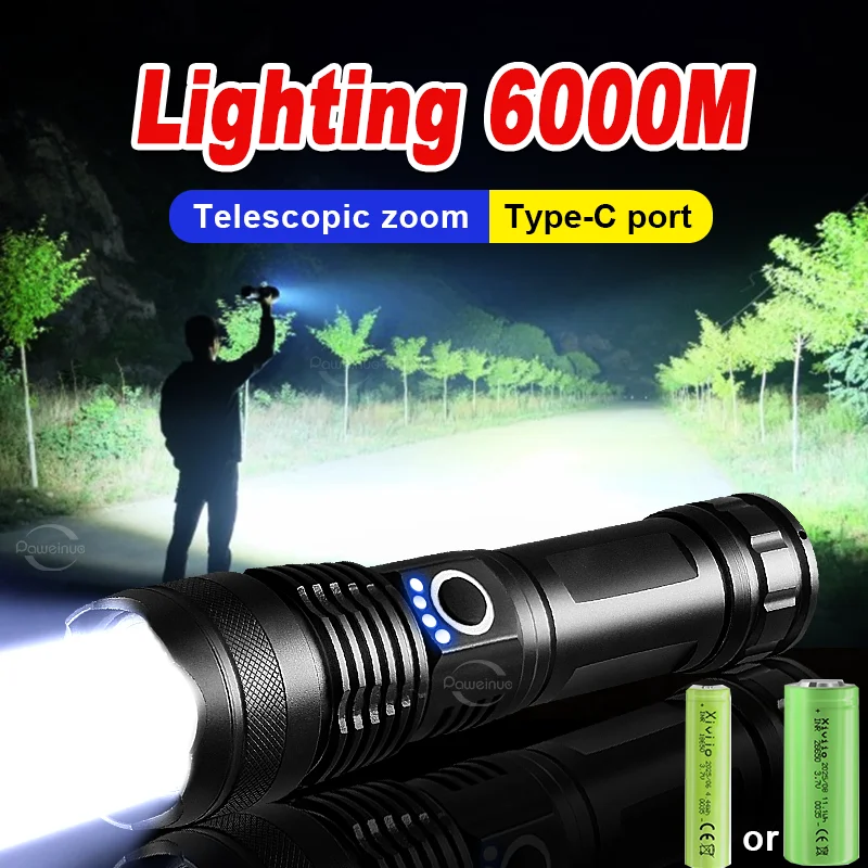 

Супер яркий светодиодный фонарик, перезаряжаемый, масштабируемый, водонепроницаемый, для кемпинга, пешего туризма, аварийная уличная лампа, аварийная для рыбалки