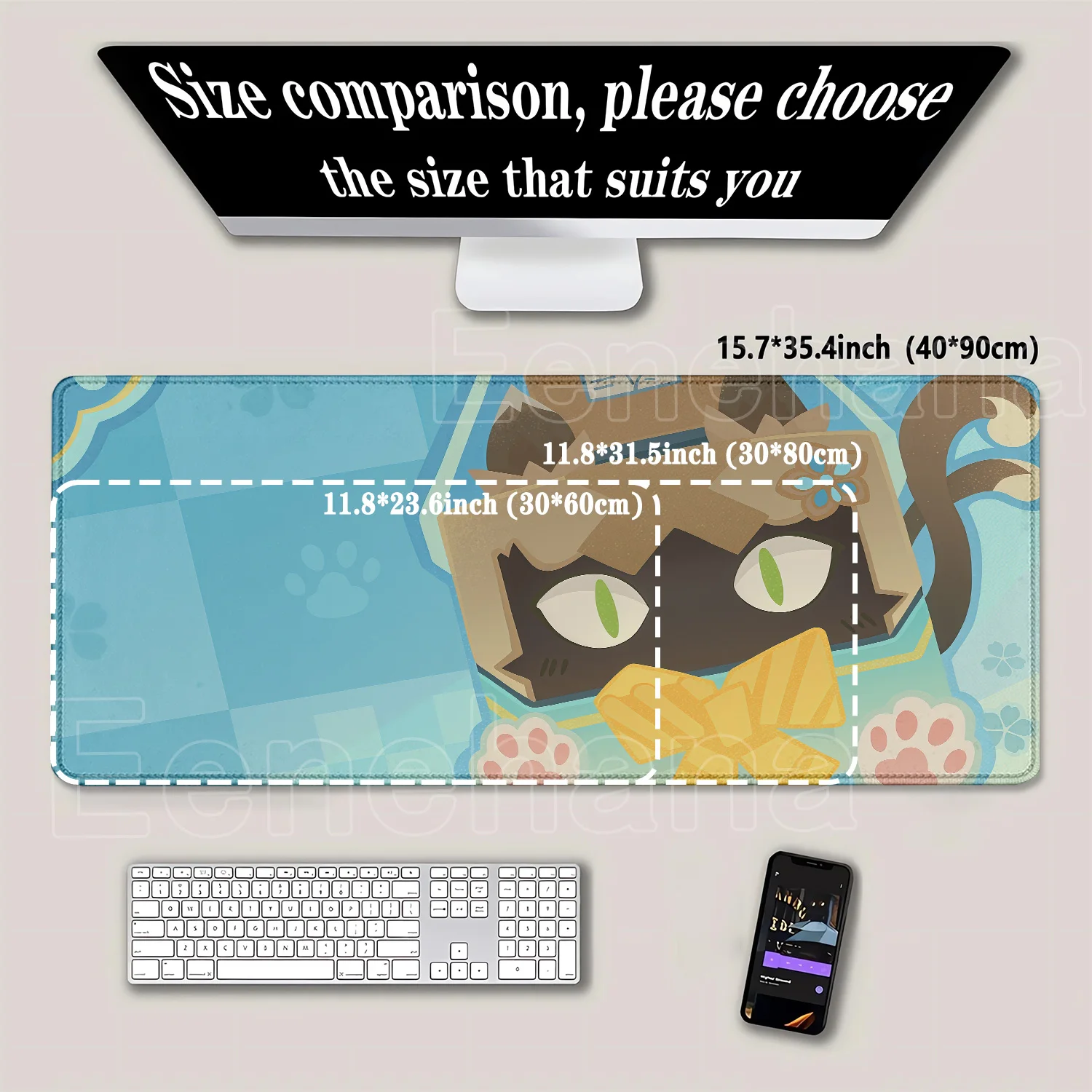 Large Mousepad Genshin Impact Character Pattern Yae Miko Raiden Shogun Gaming Mouse Pad Computer Accessories Lock Edge Desk Mat