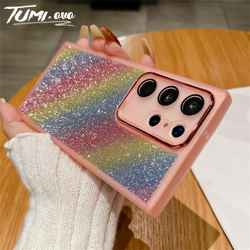 Phone Case For Samsung Galaxy A15 A25 A35 A55 A05 A05S A14 A24 A34 A54 5g Luxury Rainbow Gradient Glitter Soft Silicone Cover