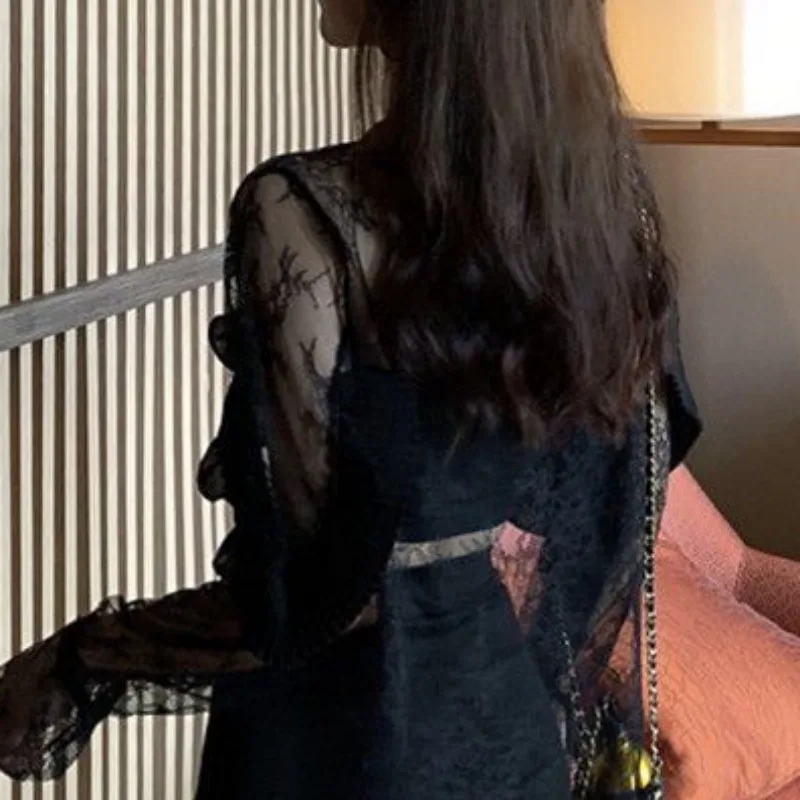 Cardigans en dentelle à manches longues pour femmes, vêtements d'été fins pour filles, protection solaire, style coréen, rue haute, nouveau design simple