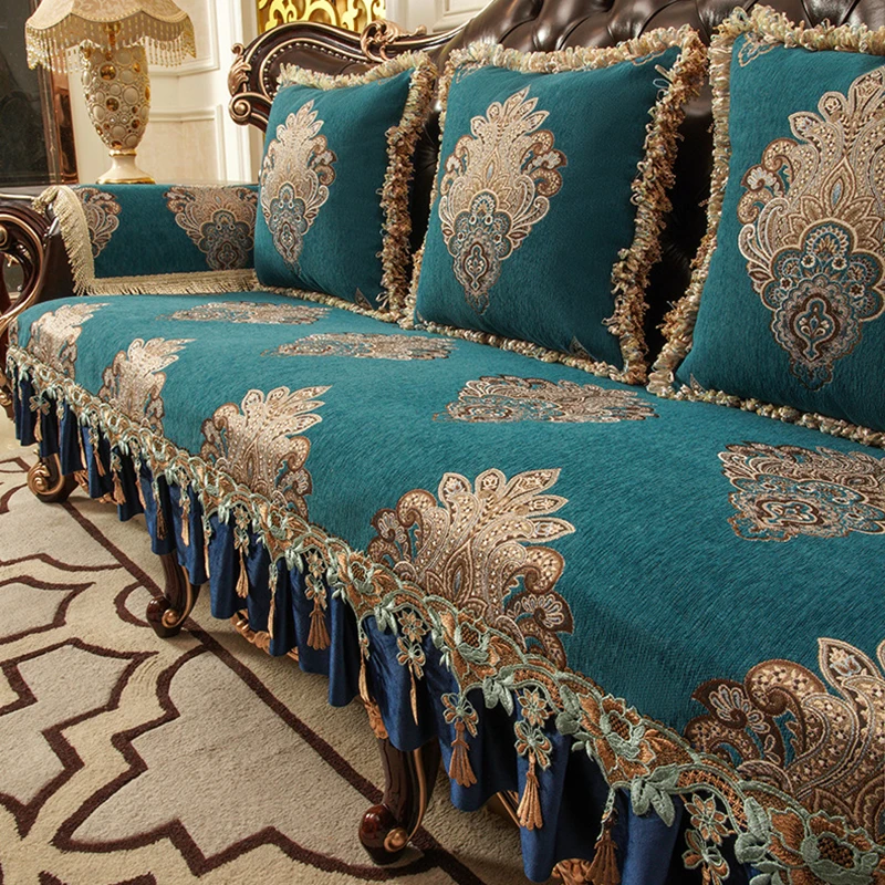 European Jacquard Fabric Sofa Cover Non Slip Sofa Cushion Living Room Couch Covers Slipcovers Furniture Protector Home Decor