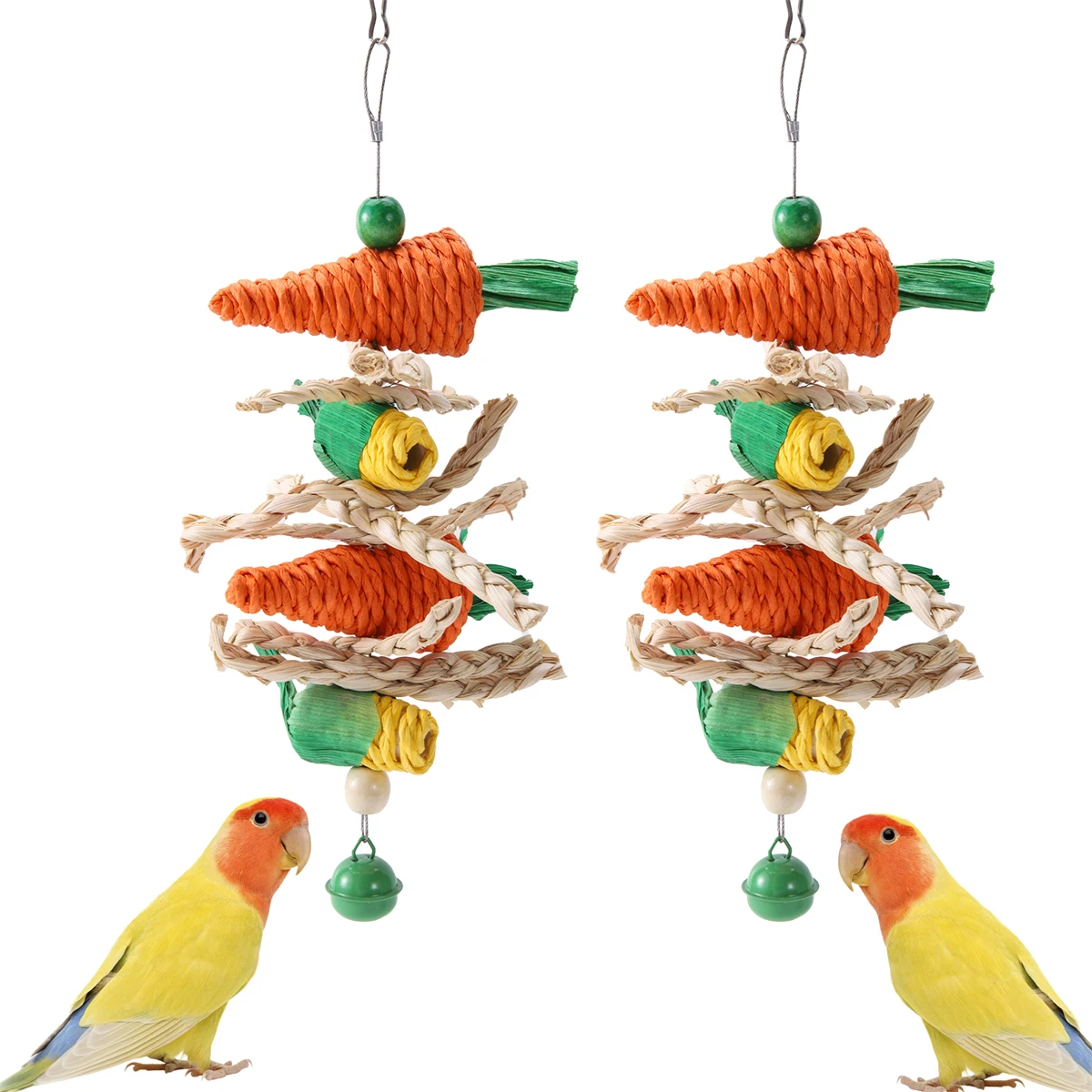 1 Set Parrot Handwoven Carrot Corn Vine Ball Toy Entertainment Stress Relief Mouth Teeth Grinding Anti-Fur Chewing Bird Supplies