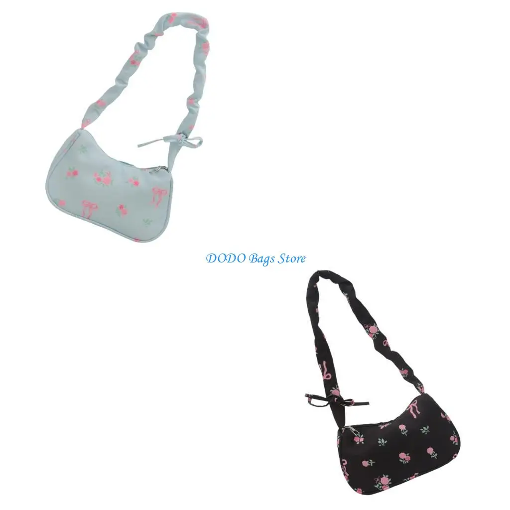 

Women Bag Pleated Underarm Bag Simple Armpit Bag Shopping Bag Large Capacity Handbag Floral Printed Shoulder Bag