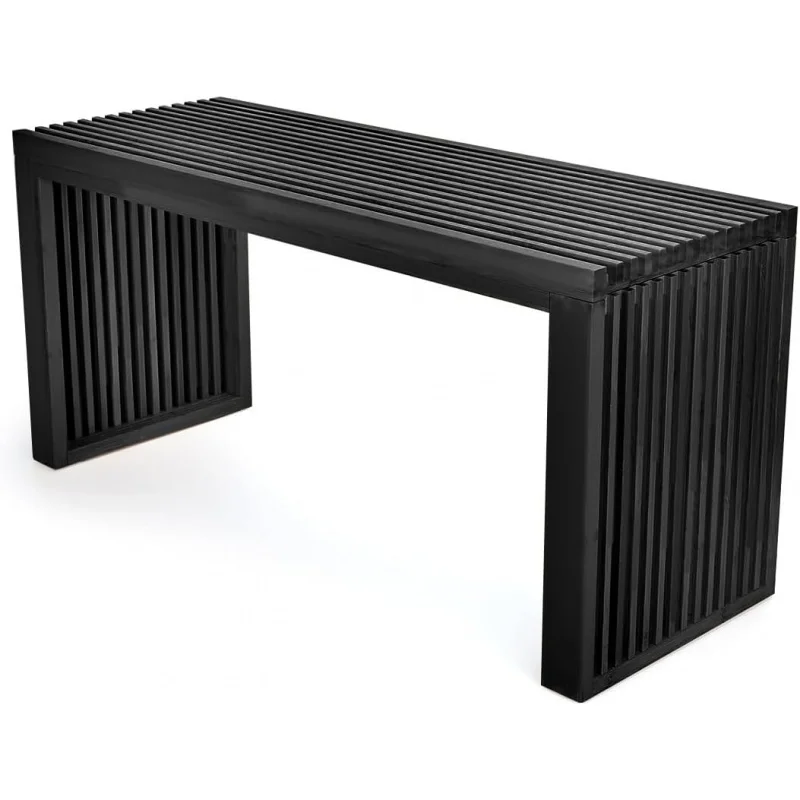 

35 Inch Solid Bamboo Dining Bench Farmhouse Style Indoor Outdoor for Kitchen Entryway Living Room Hallway Bedroom