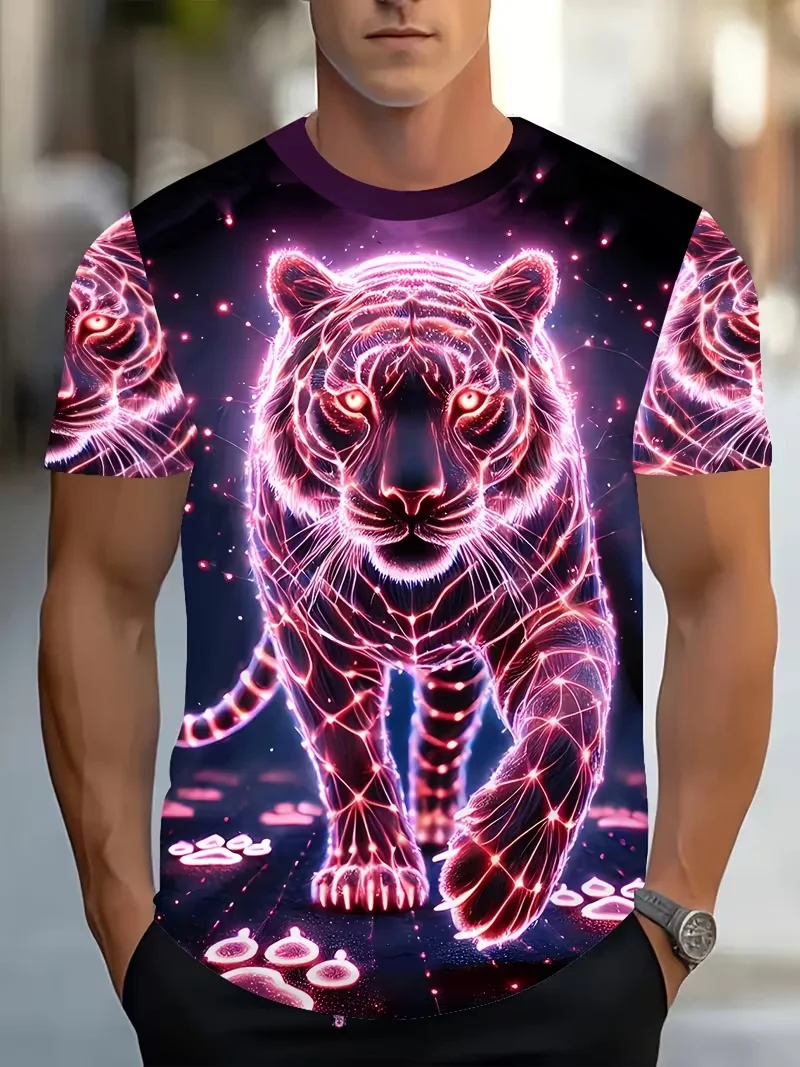 Men's Animal Golden White Tiger Graphic T Shirt 3D Print Men/Women Short Sleeve T-Shirt Trend Personality Outdoor Men Sports Top