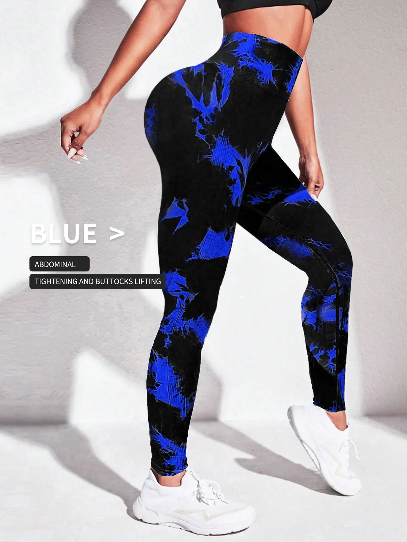 New Tie Dyed Fragmented Flower Yoga Pants Sweat-absorbing High Waist Tight Fit Lifting Hip Fitness Pants Running Sports Pants