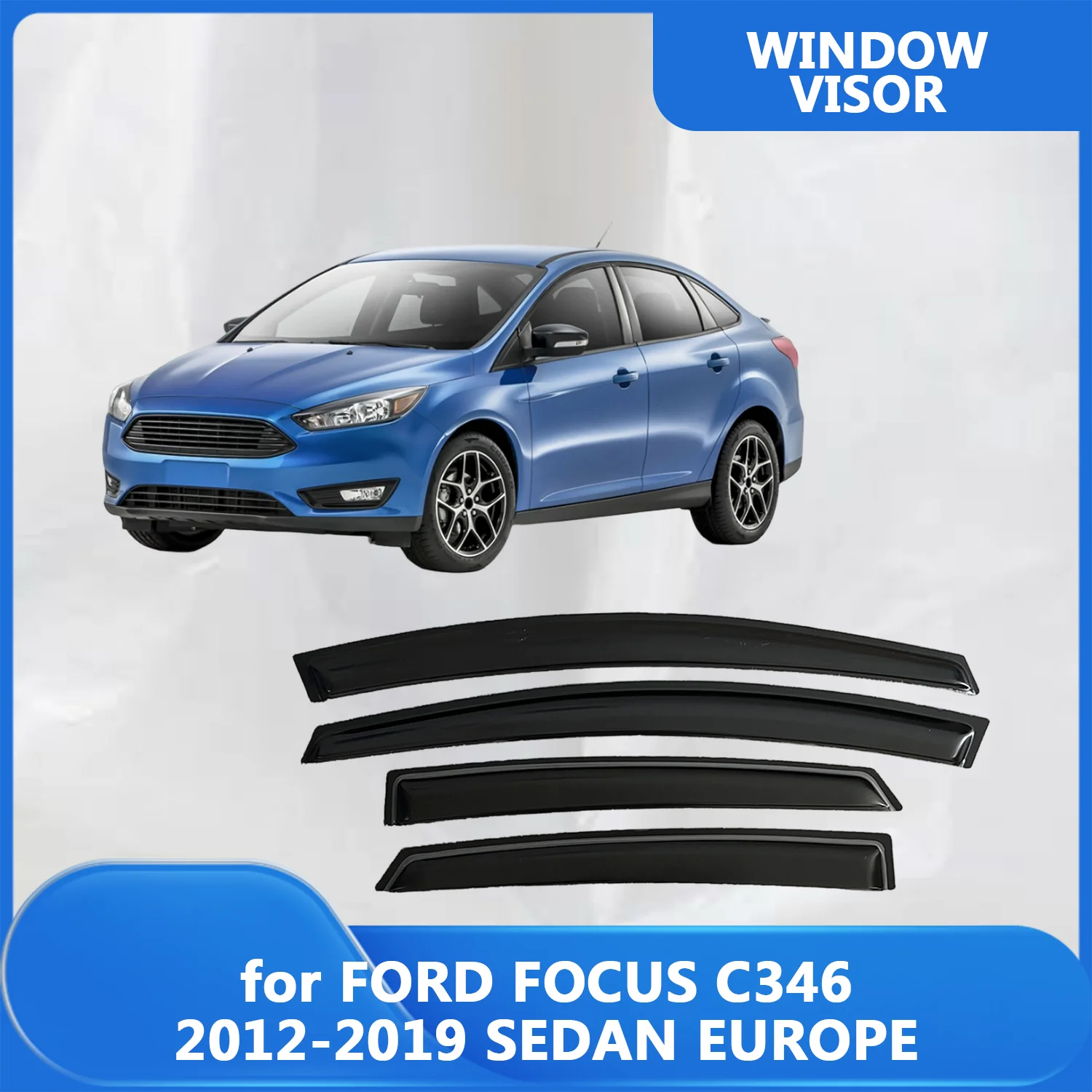 

Window Visor for FORD FOCUS C346 2012 2013 2014 2015-2019 SEDAN EUROPE Wind Deflectors Rain Guards Door Visor Vent Shades Rain