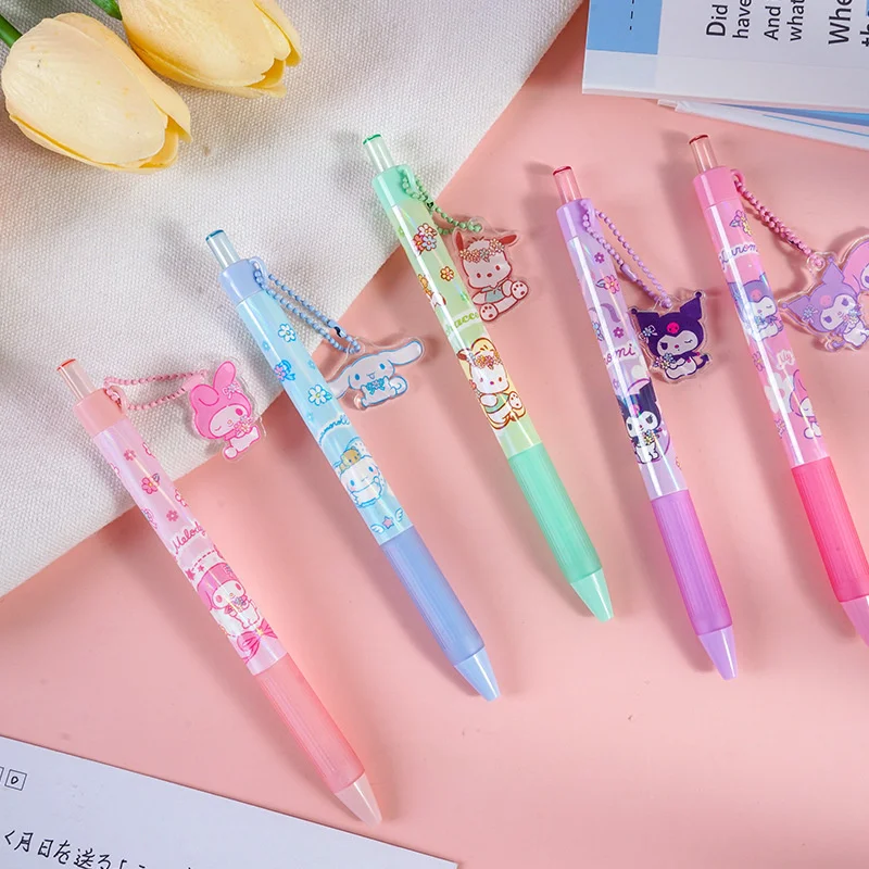 

25pcs/lot Sanrio Melody Kuromi Cat Pendant Gel Pen Cute 0.5mm Black Ink Signature Pens Promotional Gift Office School Supply