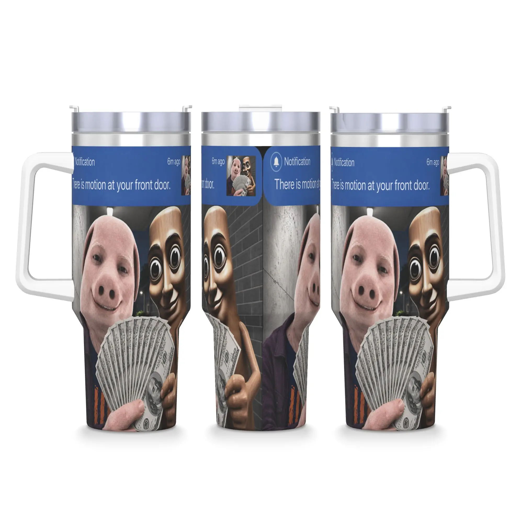 John Pork and Tung Tung Tung Sahur Front Door Motion Tumbler  Cold and Hot Water Bottle Keep Heat Stainless Steel Thermal Cups