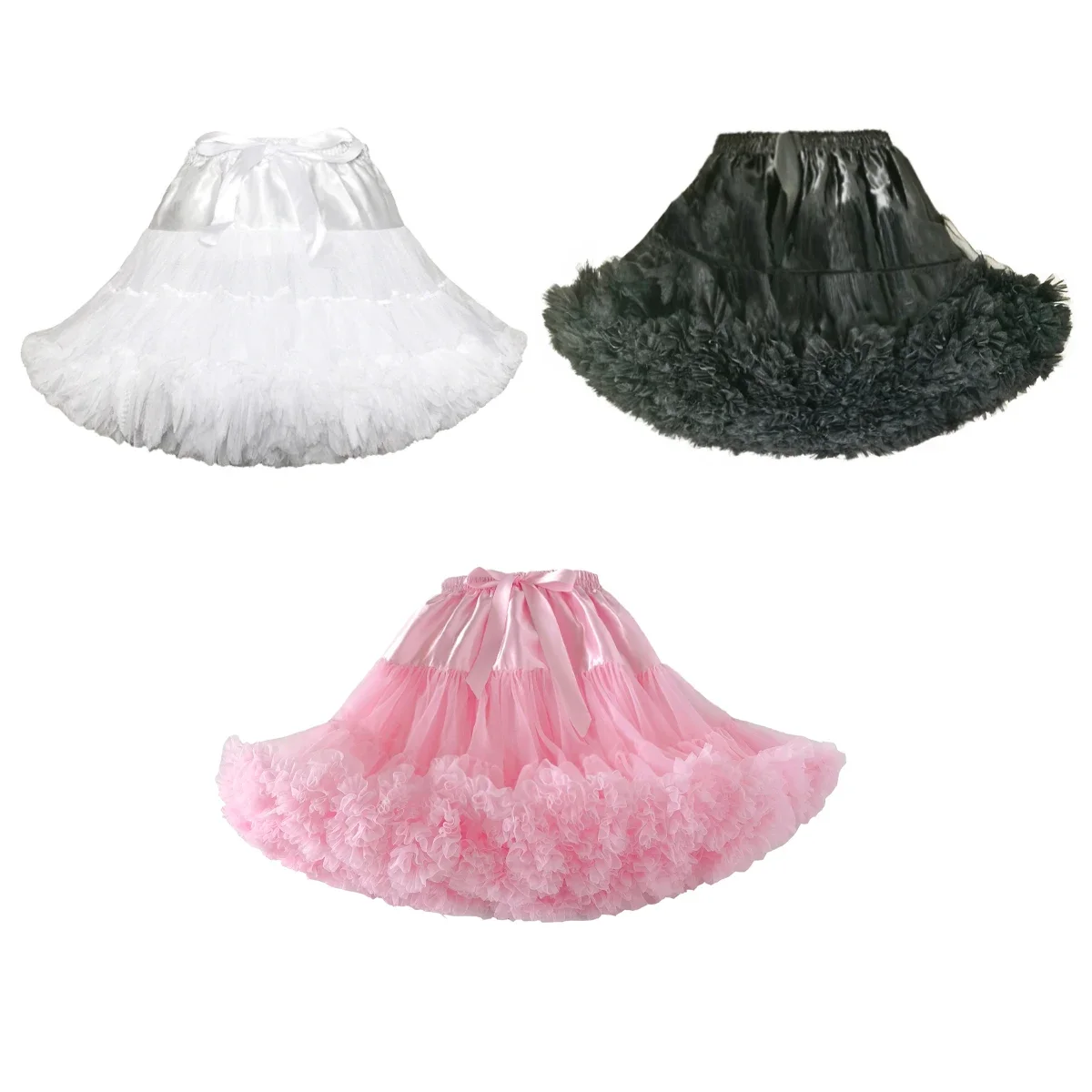 

Women Girls Lolita Cosplay Petticoats 2024 A-Line Puffy Tutu Skirt Layered Tulle Ballet Dance Pettiskirts Big Bowknot Underskirt