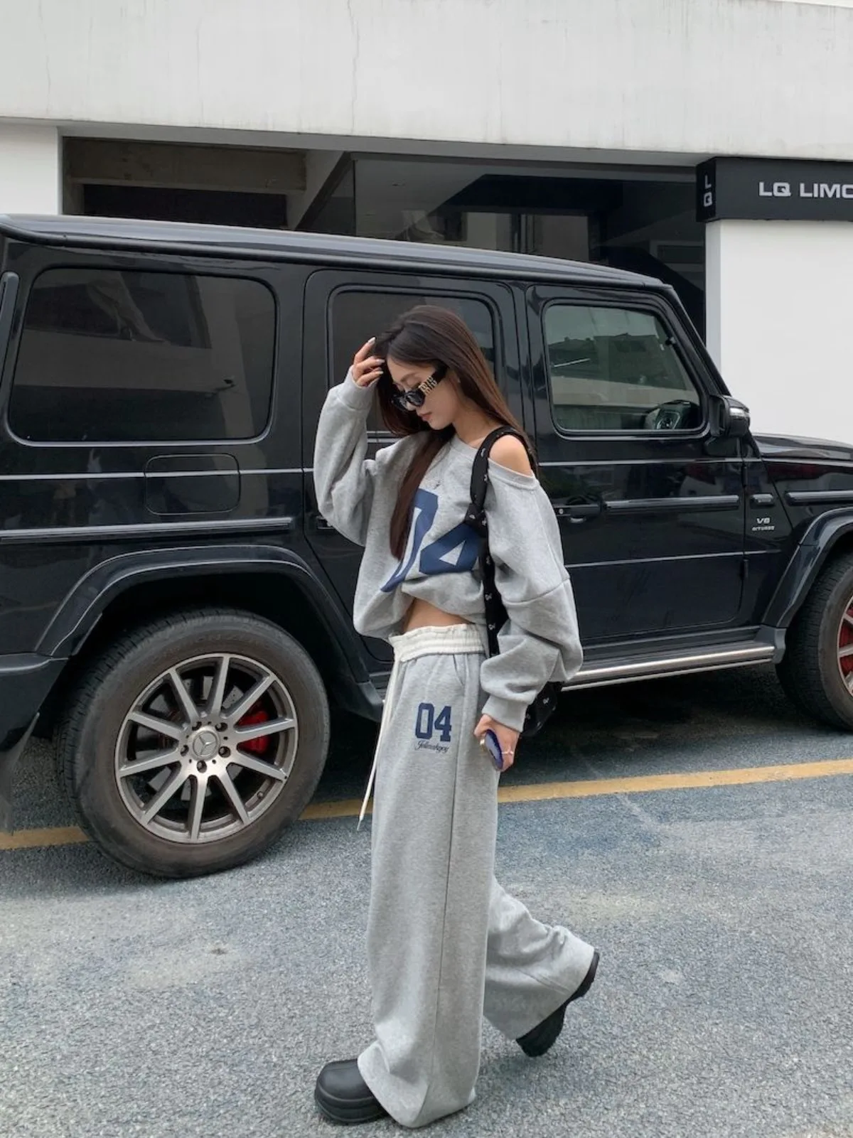 Amerykańskie spodnie sportowe w stylu retro dla kobiet na wiosnę i lato, z wysokim stanem i obniżonym krojem, luźne spodnie