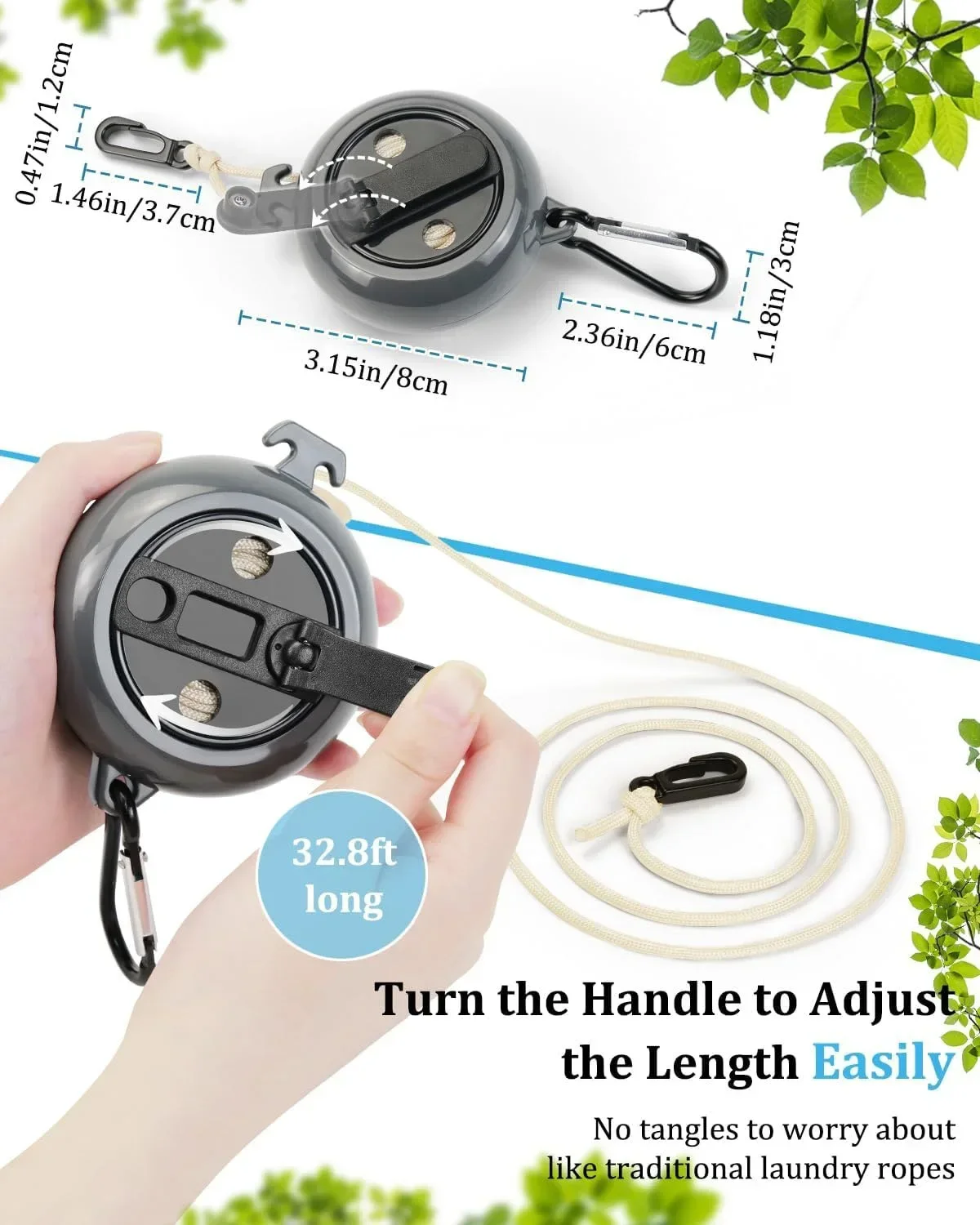 YANBIGUO Portable Travel Clothesline Cord,Adjustable 33ft Camping Clothes line,Laundry Drying Rope for Outdoor Hotel Trip,Cruise