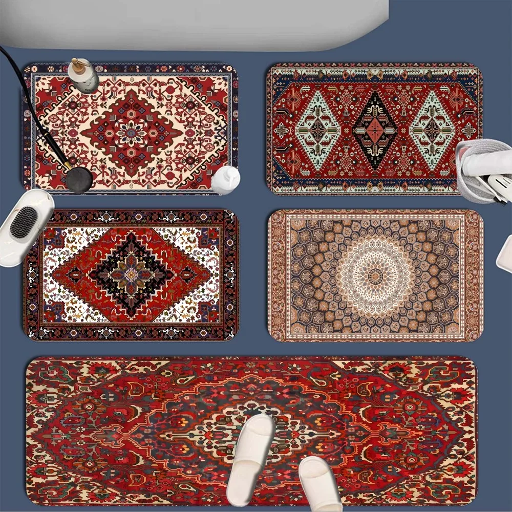 Moroccan Ethnic Decorative Floor Mat Graphic Printed Flannel Doormats for Bathroom Kitchen Entrance Carpet Home Decor