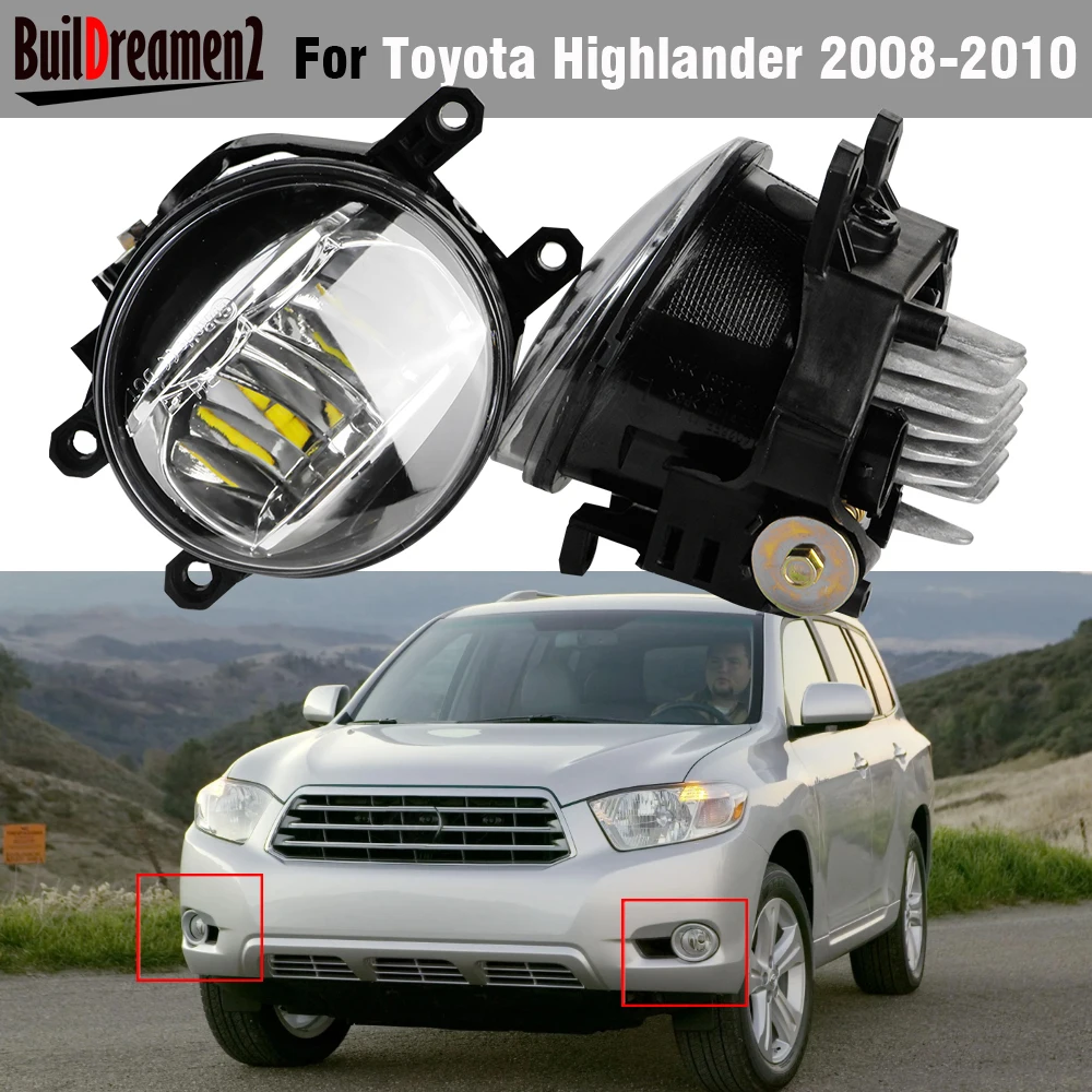 2 X Canbus LED Fog Light High Bright For Toyota Highlander 2008 2009 2010 30W Upgrade Car Front Fog Lamp DRL H11 12V