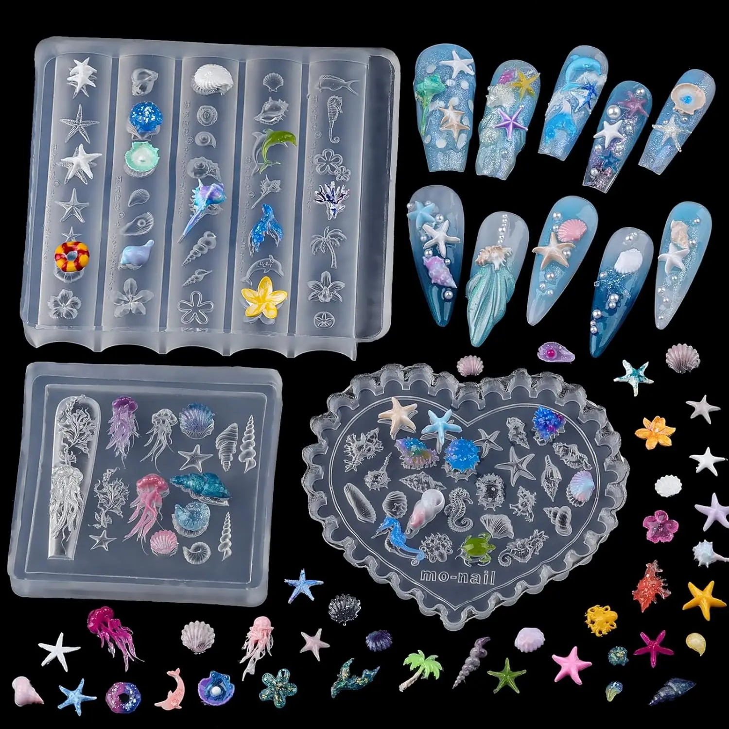 

3 шт. океанские силиконовые формы для ногтей 3D морская ракушка морская звезда дельфин формы для дизайна ногтей пляжная тема дизайн шаблон для резьбы для 3D гелевой формы