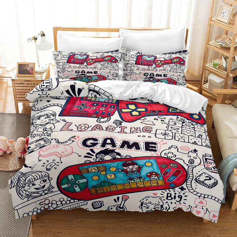 Game Console - Digital Printed Duvet Set - Polyester - Bedroom Decor -1 Bed cover +2 Pillowcase (no pillow core)