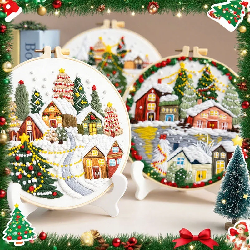 

Christmas Cross Stitch Embroidery Kit Handmade DIY With Needles Crafting Supplies 2025 New Complete Set For Crafting Gift Decor