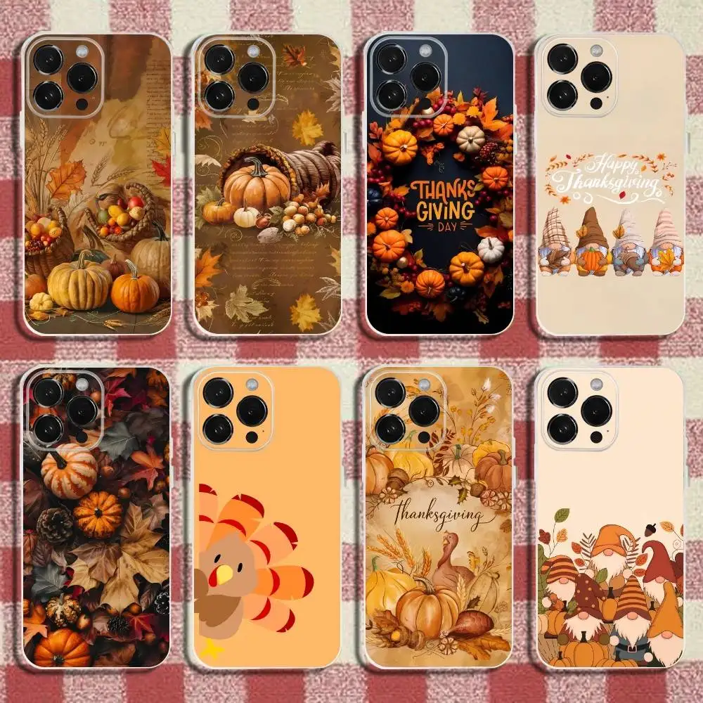 

Happy Thanksgiving Day Phone Case For iPhone 17,16,15,14,13,12,11 Pro,Max,Plus,X,XS,XR,SE,Mini Transparent Silicone Soft