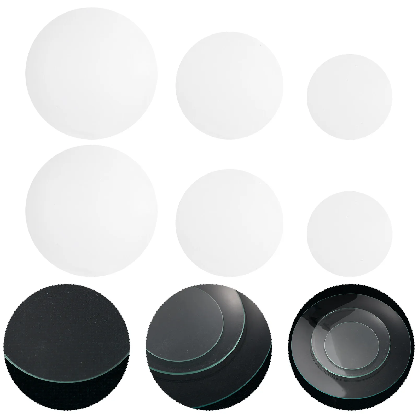6Pcs Laboratory Glass Evaporation Tray Polished Burr-Free for Mixing Samples Beaker Lid Watch Experiment Tool