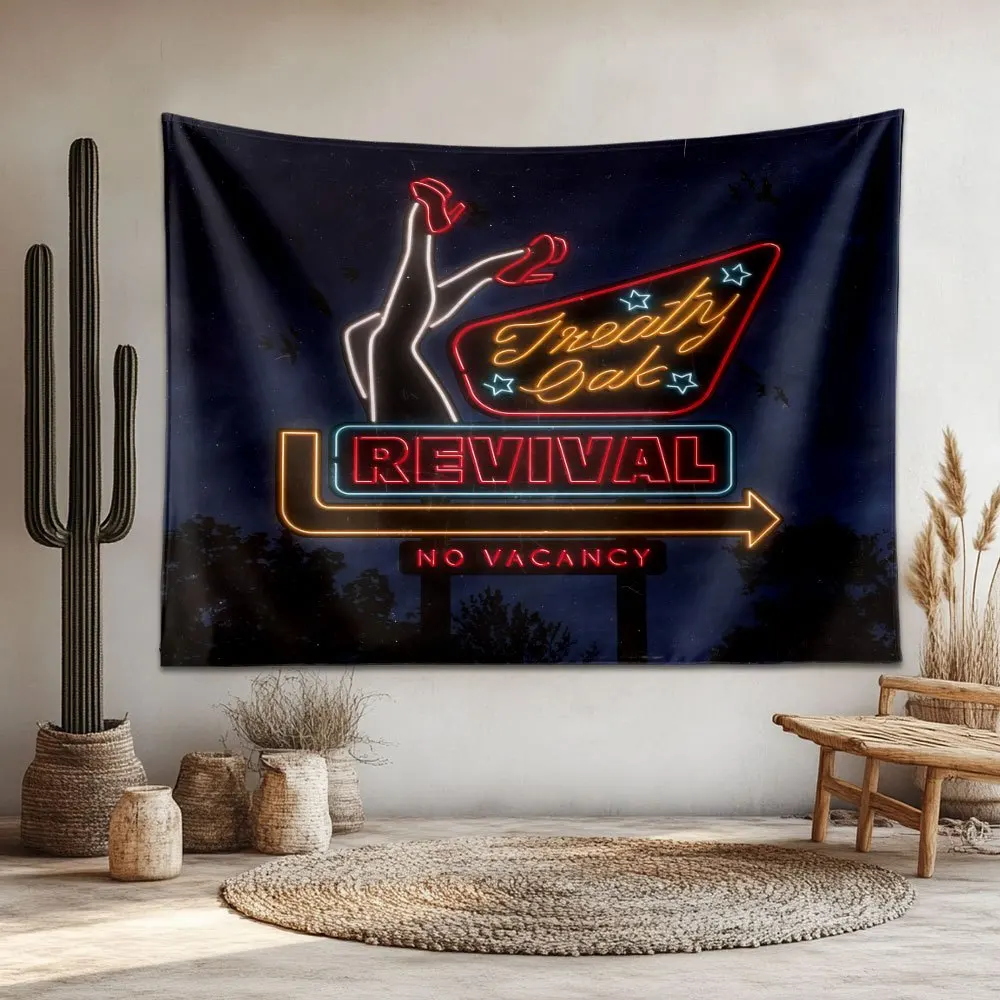 VIKAMA American Western Neon Tapestry, Vintage Living Room Wall Cloth for Bedroom Home Decor