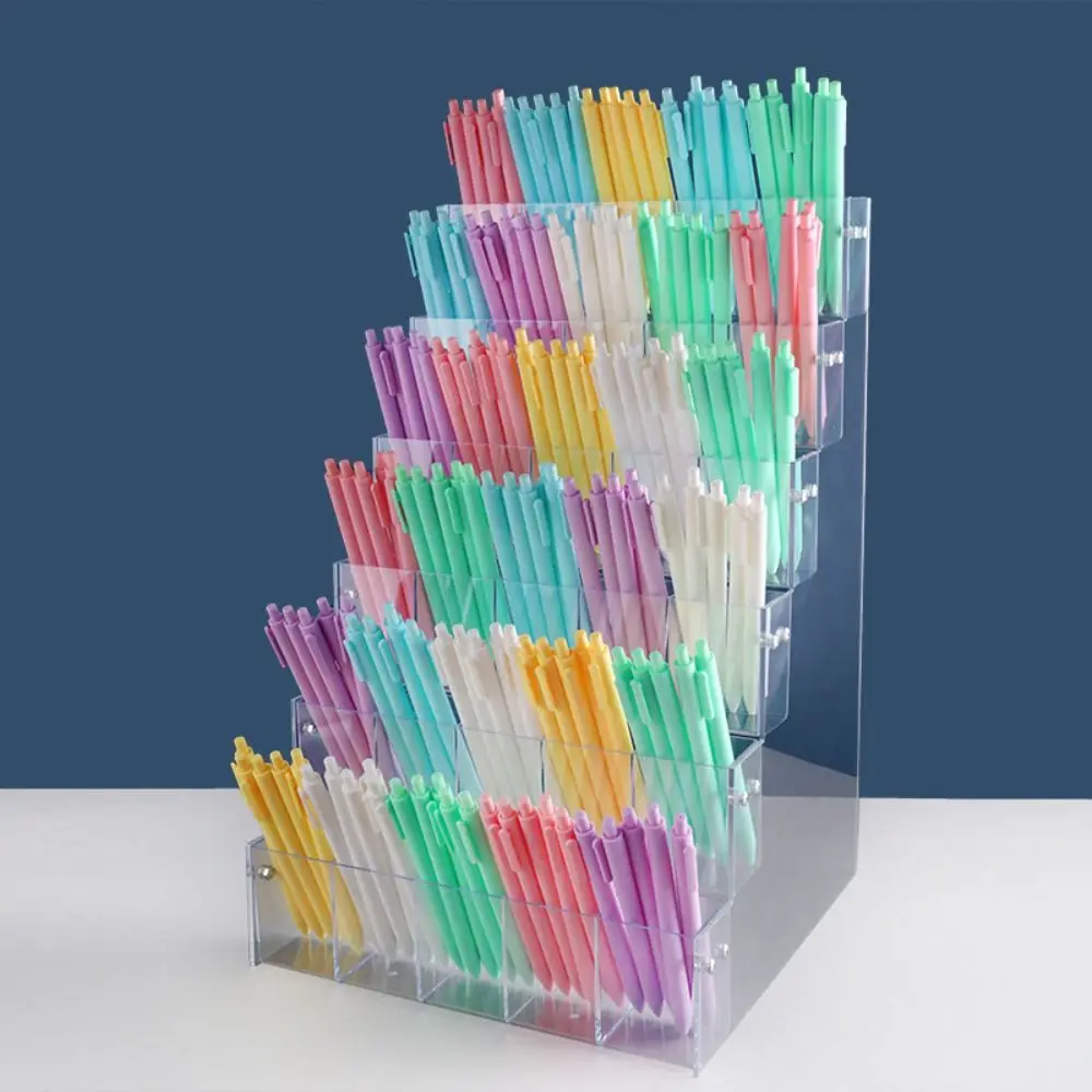 2/3/4/5/6 Layer Mark Pen Holder Acrylic Transparent Makeup Brush Holder Durable Ladder Type Stationery Display Shelf