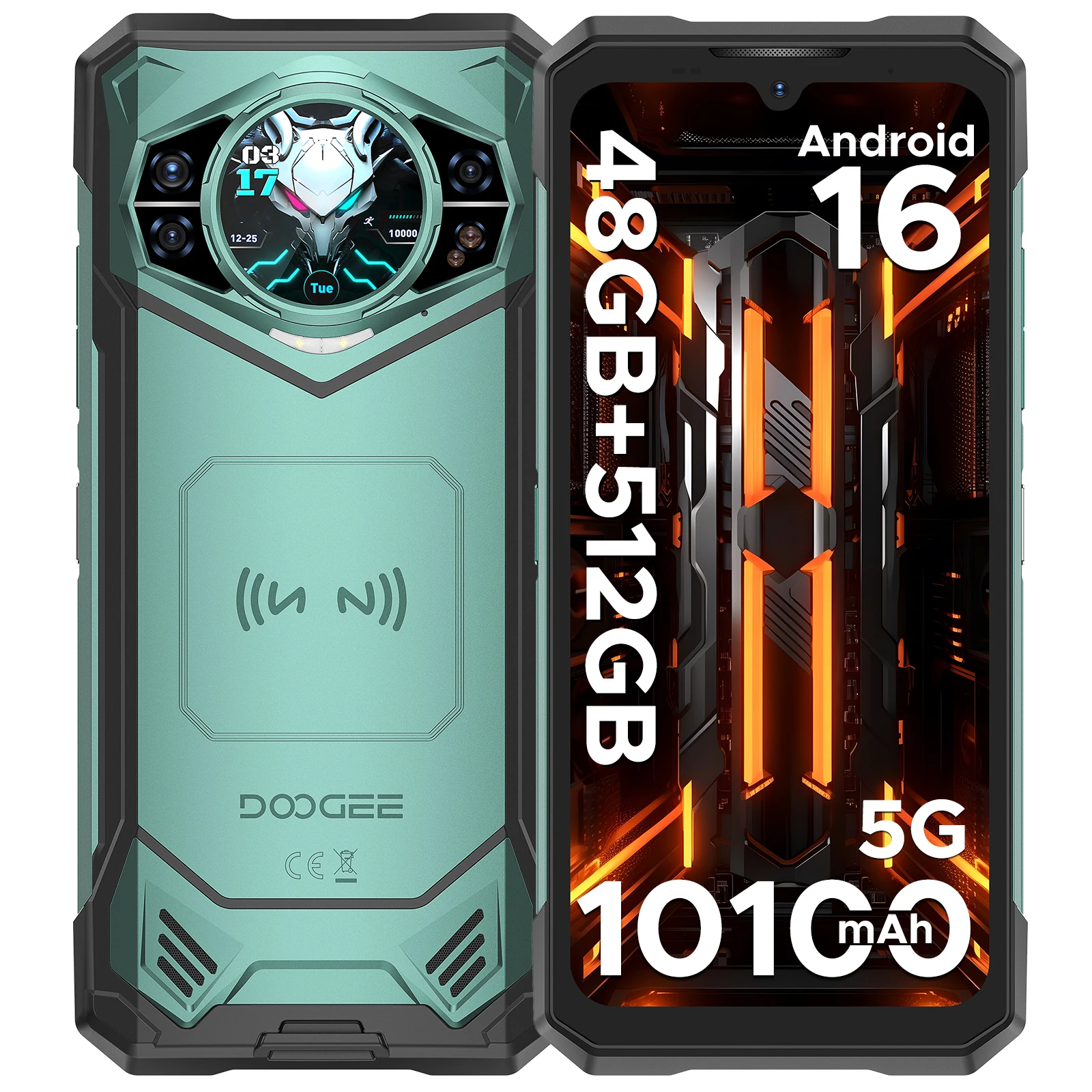 Globale Version DOOGEE S200 X 5G Robustes Smartphone Android 16 48GB RAM (12GB+36GB) 512GB 6,72 Zoll 10100mAh 1,32 Zoll AMOLED Rückdisplay