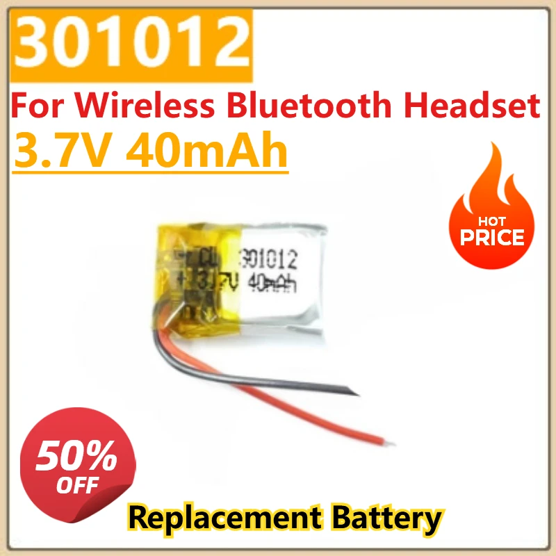 

3.7V Replacement Battery for Wireless Bluetooth Headset 301012 501010 400909 401010 Batteries