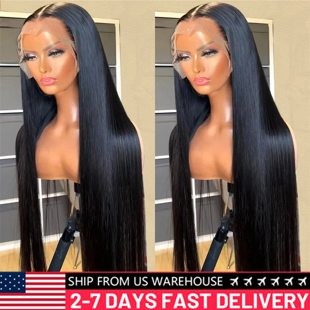 180 Density 13x4 13x6 Transparent Bone Straight 30 38 Inches Lace Front Human Hair Wigs Brazilian Frontal Wigs For Women Bling