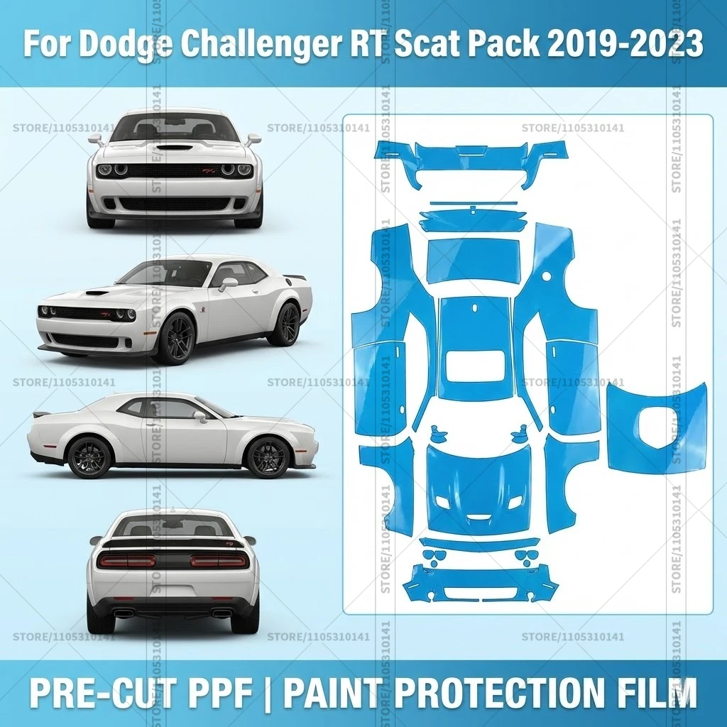 Pre-Cut Paint Protection Film PPF Transparent Car Film Automotive PPF For Dodge Challenger RT Scat Pack 2019-2023 Full Vehicle
