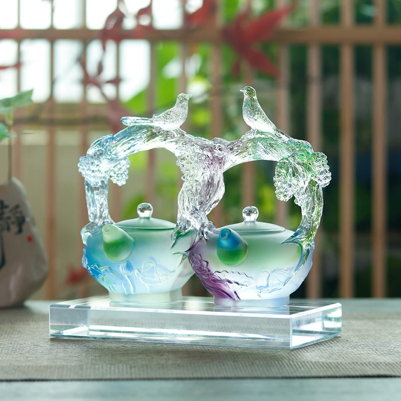 2024 New Craft Auspicious commemorative gifts Dragon and Phoenix Auspicious Glass Dragon Statue for Home Decoration