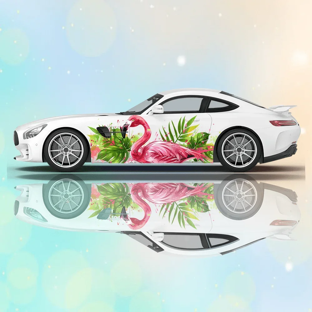 

Pink Flamingo Watercolor Car Vinyl Wraps Decal Self-adhesive PVC Sticker Suitable for Trucks SUV Decor Auto Accessories Gift