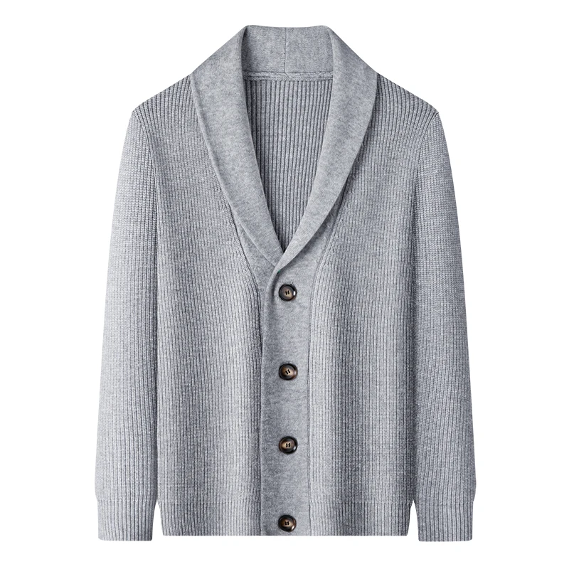 

Korean Thick Trendy Cardigan Autumn Winter Single Breasted Sweater Male Turn Down Collar Wool Blend Coat Long Sleeve Outwear