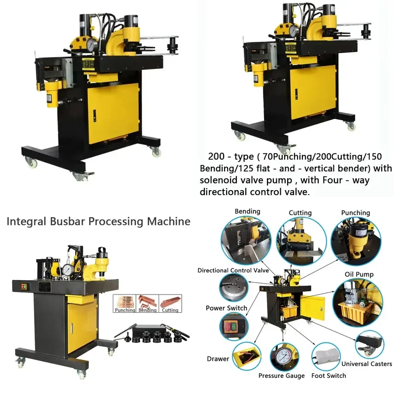 4 in 1 CNC Busbar Hydraulic Processing Machine Manual Bending Tool Copper Combination Processor for 220V