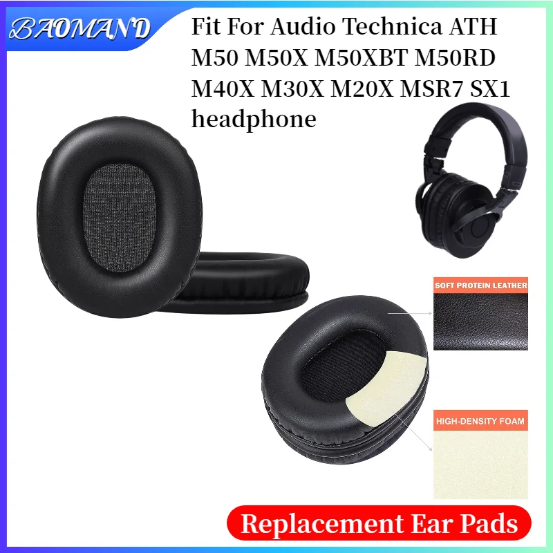

Replacement Ear Pads Cushions for Audio Technica ATH M50 M50X M50XBT M40X M30X MSR7 SX1 Headphone Soft Memory Foam Pads Earpads