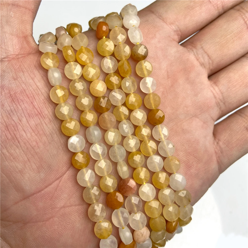 4mm/6mm Round Faceted Natural Stone Beads Yellow Aventurine Jades Beads For Jewelry Making Bracelet DIY Necklace Craft 15