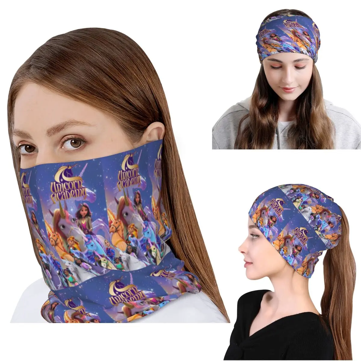 

Unicorn Academy Bandana Neck Cover Mask Scarf Multi-use Balaclava Beanies Hat Unisex Adult All Season
