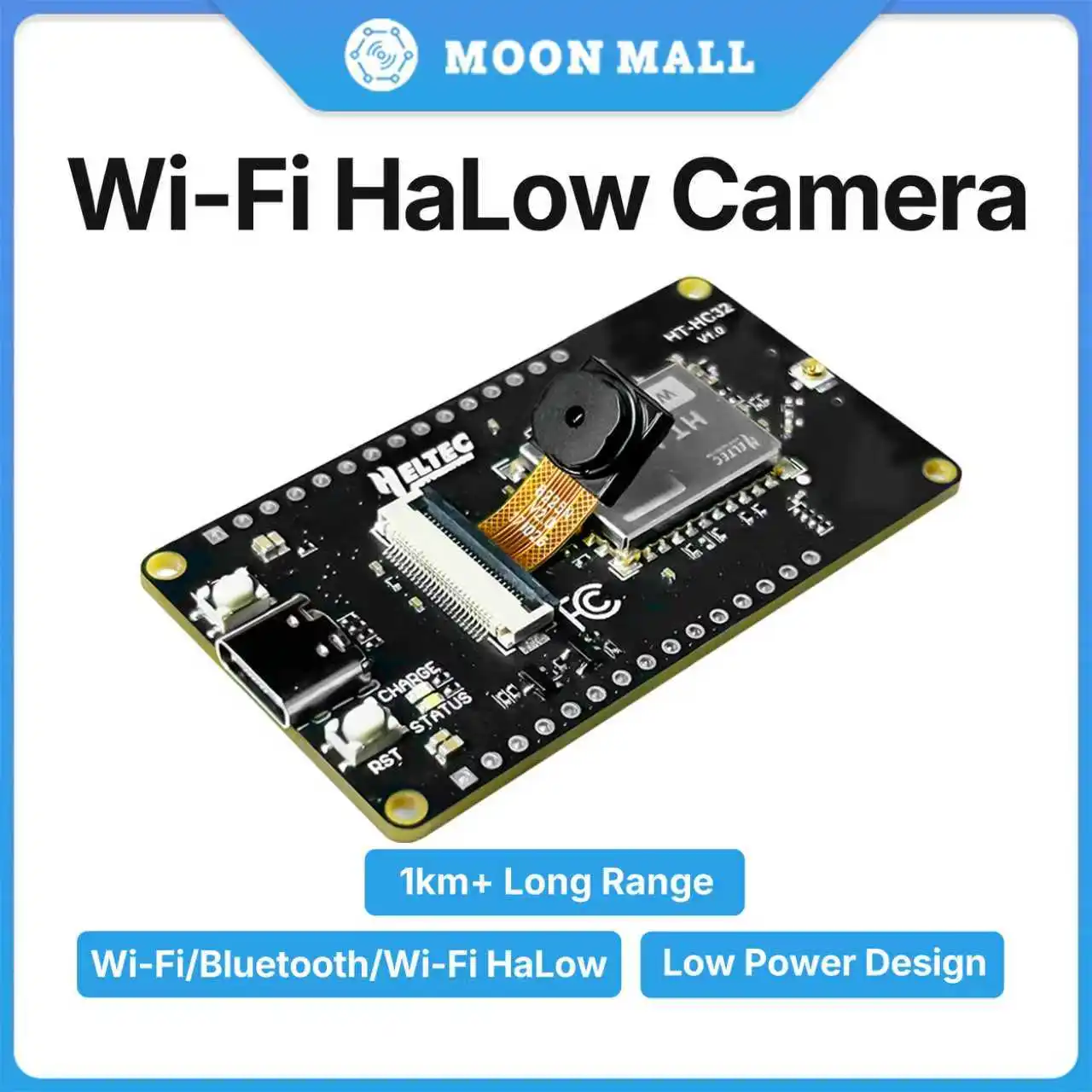 

Комплект Heltec Wi-Fi HaLow ESP32 с камерой HT HC32, двухдиапазонный (2,4 ГГц и под 1 ГГц), Wi-Fi, Bluetooth, MESH-шлюз, беспроводной доступ на большие расстояния, IoT